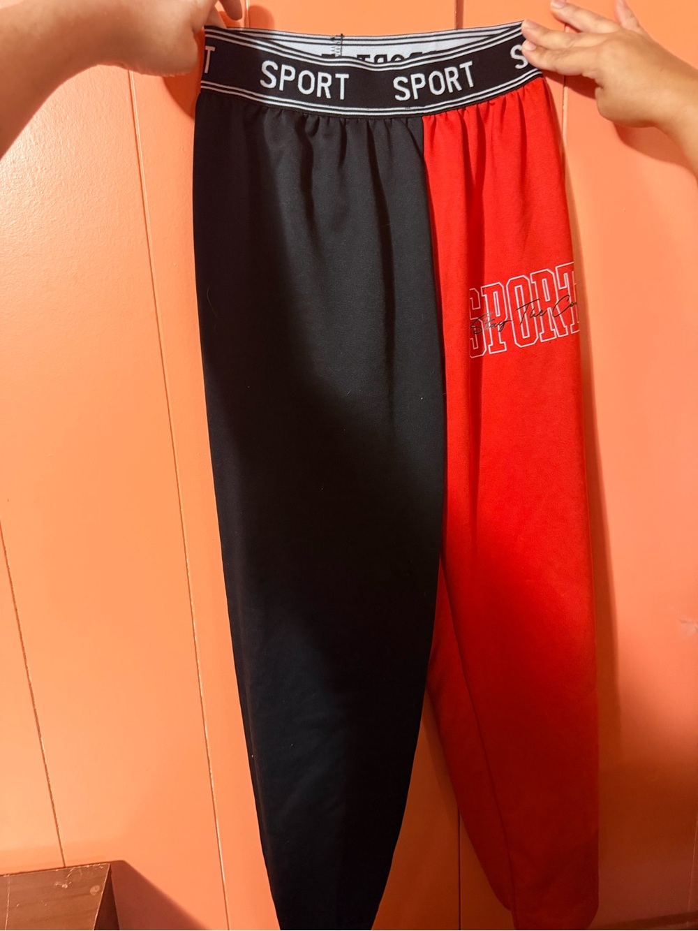 Kids Sport Colorblock Jogger Pants - Black & Red sz 11-12